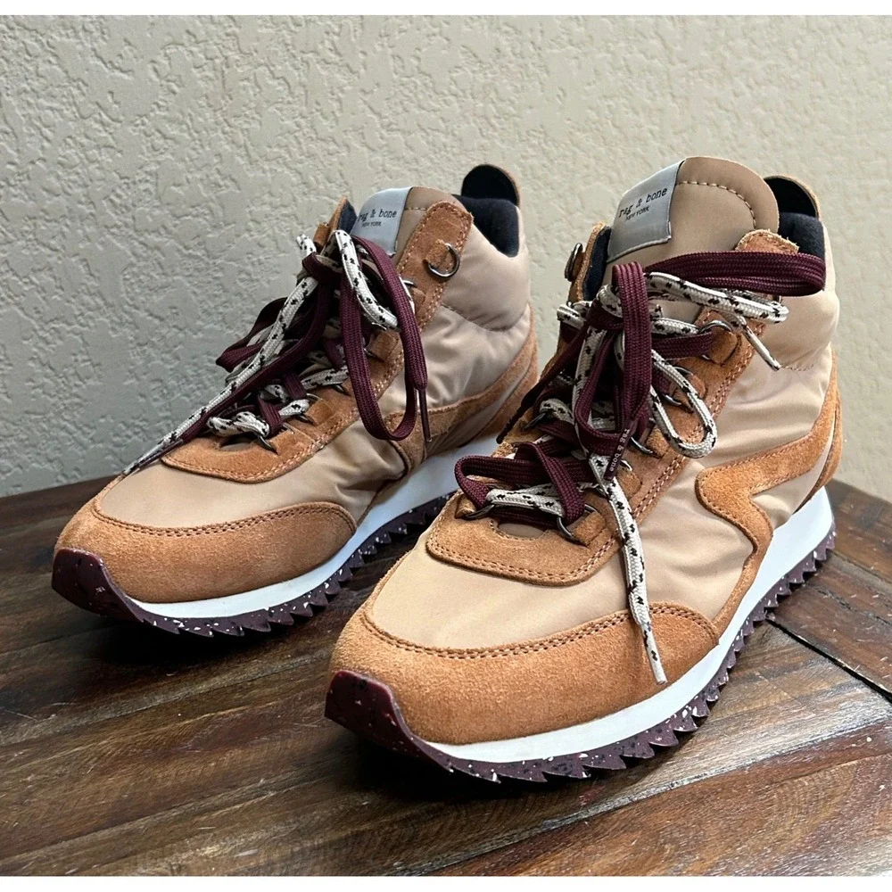 Rag & Bone Mens EU 40 Tan Suede Nylon Hiking Trail Lace Up Sneakers